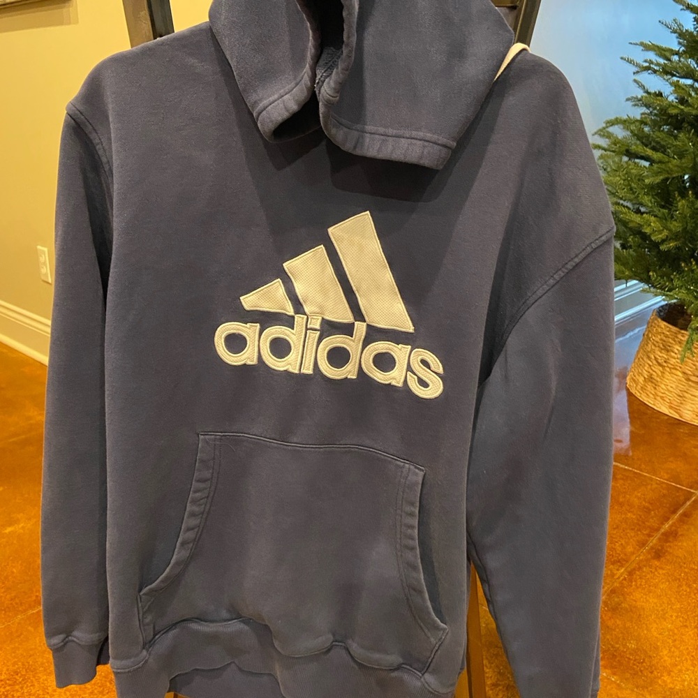 Adidas‎ Men's Dark Blue Hoodie with White Logo